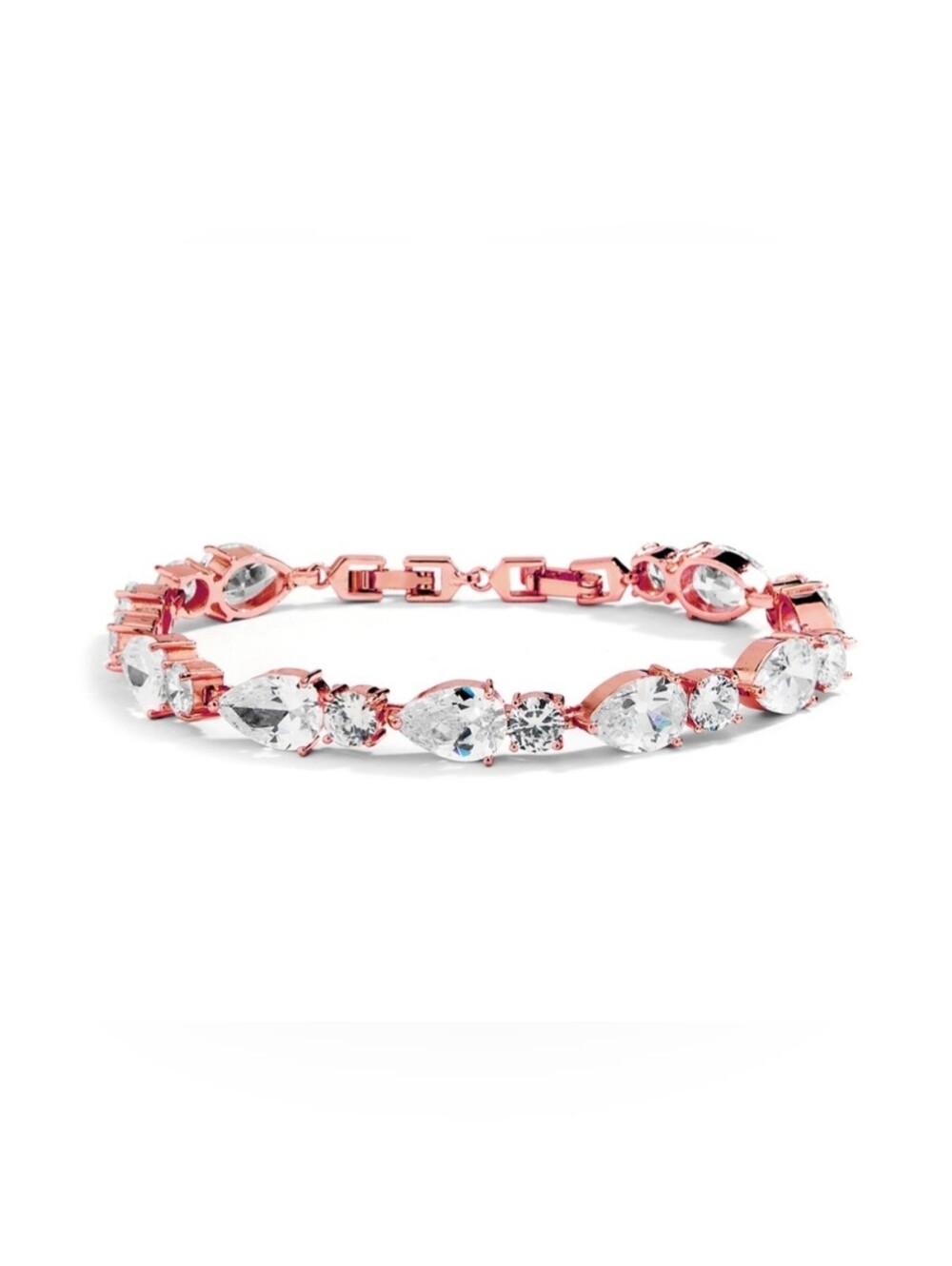 Mariell CZ Pears & Round Rose Gold Bracelet